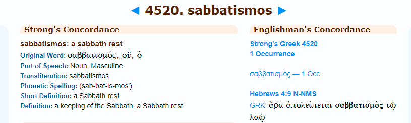 sabbatismo bible hub strong's