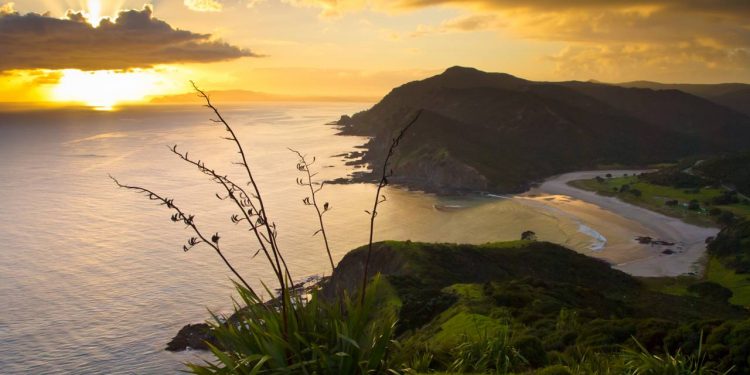 Sunrise Above the Pacific Ocean seen from Cape Reinga, North Island, New Zealand