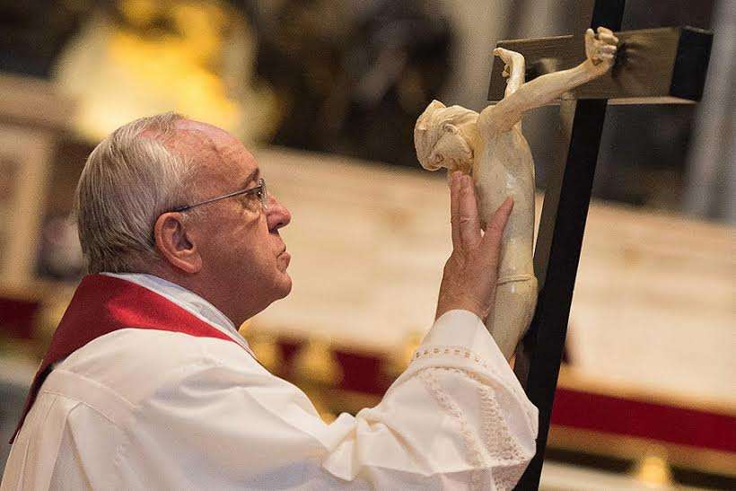 pope francis cross worshiping jesus idolatry