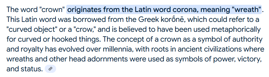 etymology of the word crown