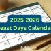2025-2026 Feast Days Calendar