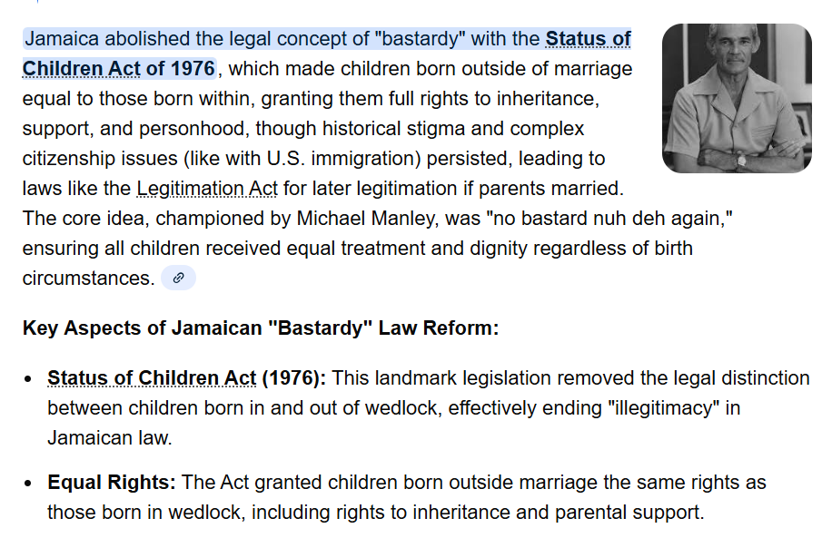 bastard law repealed in jamaica 1976