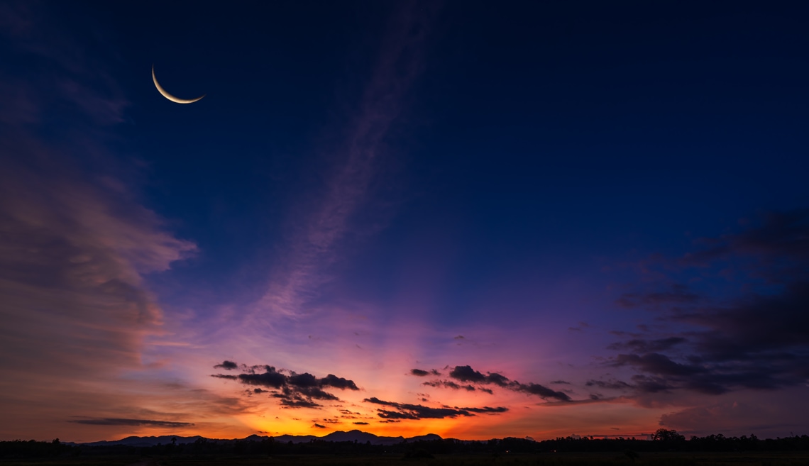 crescent-moon-on-dusk-sky-sunset-after-sun-down