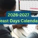 2026-2027 Feast Days Calendar